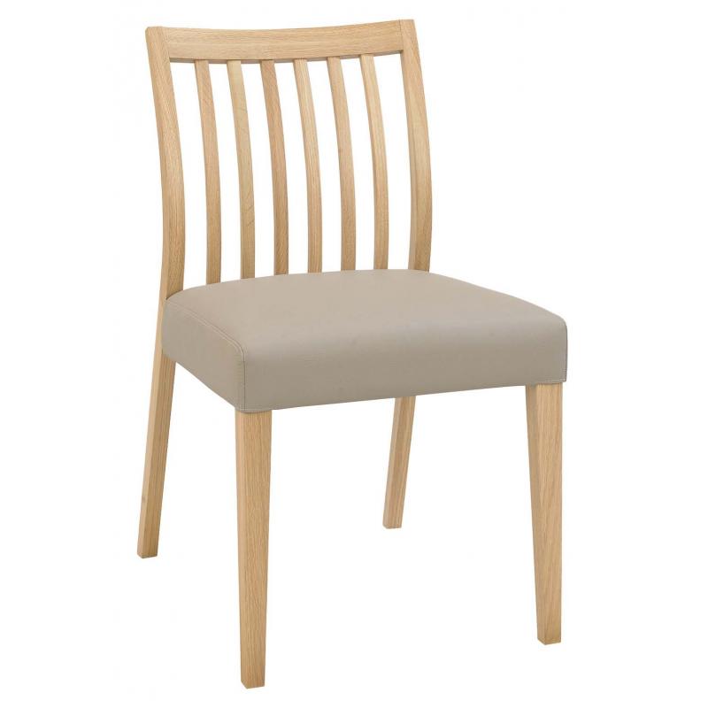 Alesund Oak Low Back Slat Chair With Leather Seat